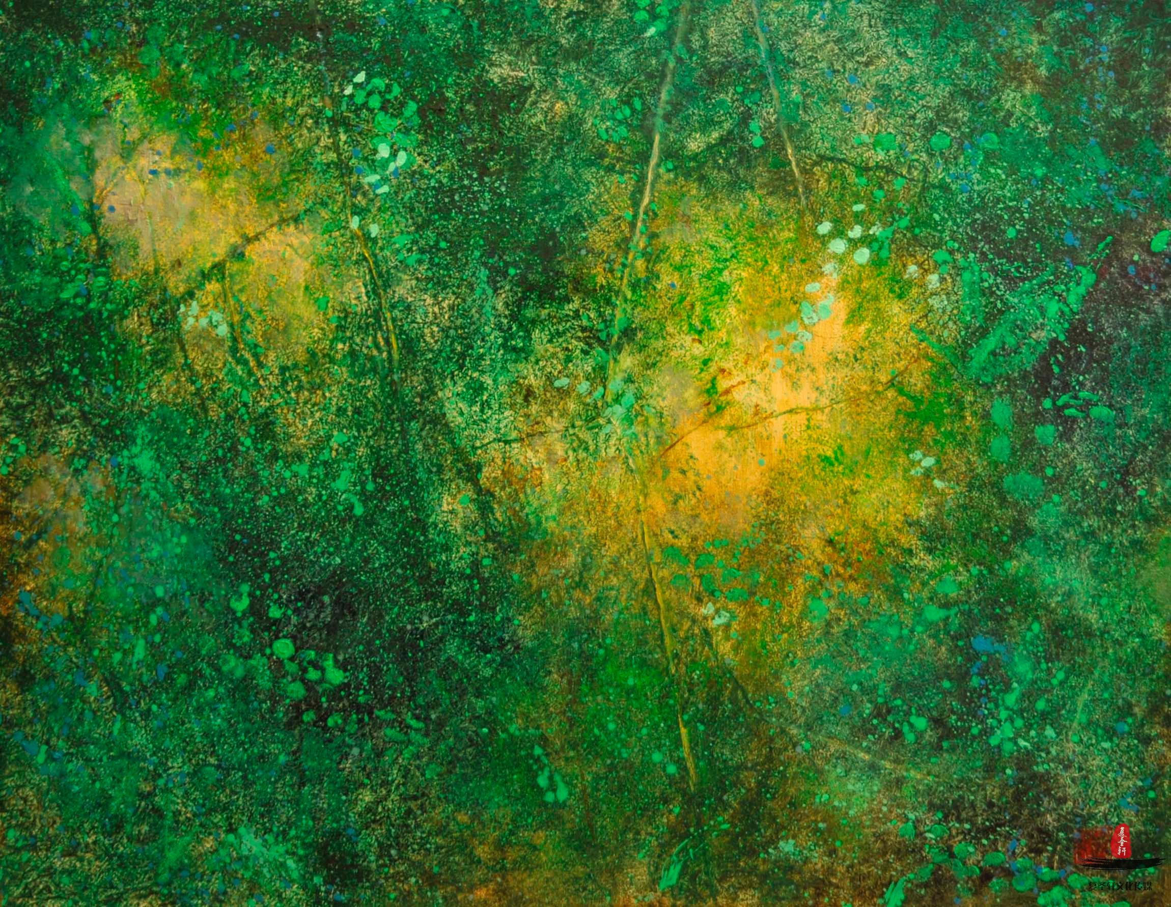 崔龙油画《绿荫》